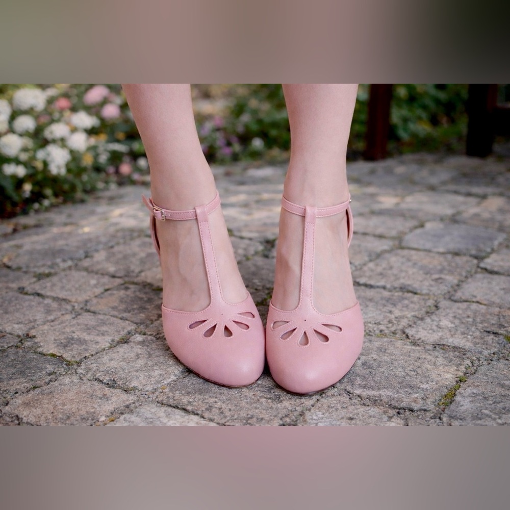 Chase+Chloe Women’s Retro Mary Jane Pumps RosePink T-Strap-Low Heels-Size 10-New